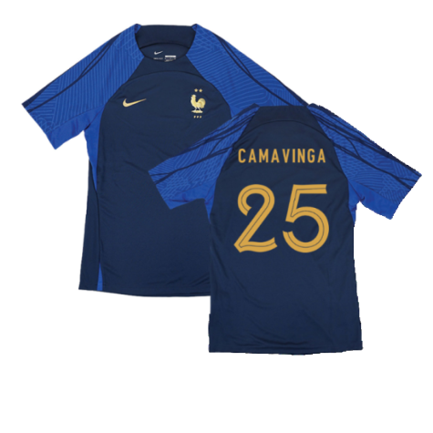 2022-2023 France Strike Dri-Fit Training Shirt (Navy) (Camavinga 25)