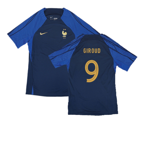 2022-2023 France Strike Dri-Fit Training Shirt (Navy) (Giroud 9)