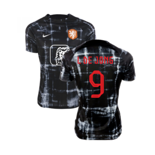 2022-2023 Holland Pre-Match Shirt (Black) - Kids (L De Jong 9)