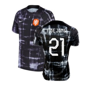 2022-2023 Holland Pre-Match Training Shirt (Black) (F.DE JONG 21)