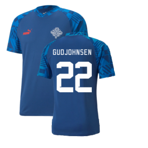 2022-2023 Iceland Pre Match Jersey (Blue) (GUDJOHNSEN 22)
