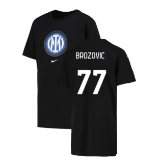 2022-2023 Inter Milan Crest T-Shirt (Black) (BROZOVIC 77)
