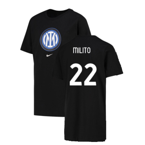 2022-2023 Inter Milan Crest T-Shirt (Black) (MILITO 22)