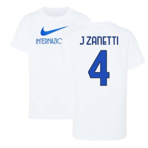 2022-2023 Inter Milan Swoosh Tee (White) - Kids (J ZANETTI 4)