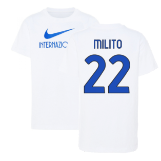 2022-2023 Inter Milan Swoosh Tee (White) - Kids (MILITO 22)