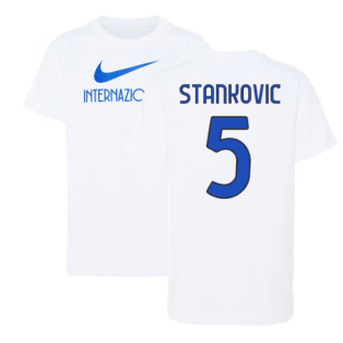 2022-2023 Inter Milan Swoosh Tee (White) - Kids (STANKOVIC 5)