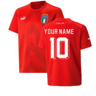 2022-2023 Italy Goalkeeper Shirt (Red) - Kids (Your Name)