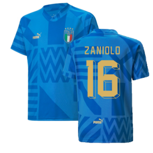2022-2023 Italy Home Pre-Match Jersey (Blue) - Kids (ZANIOLO 16)