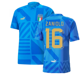 2022-2023 Italy Home Pre-Match Jersey (Blue) (ZANIOLO 16)