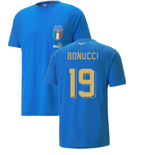 2022-2023 Italy Player Casuals Tee (Blue) (BONUCCI 19)