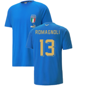 2022-2023 Italy Player Casuals Tee (Blue) (ROMAGNOLI 13)