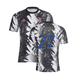 2022-2023 Juventus Pre-Match Training Shirt (Black-White) (LOCATELLI 27)