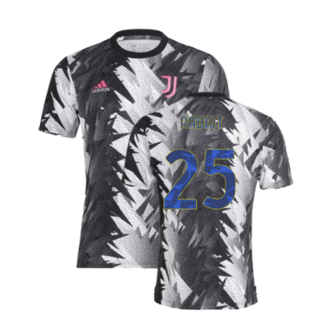 2022-2023 Juventus Pre-Match Training Shirt (Black-White) (RABIOT 25)