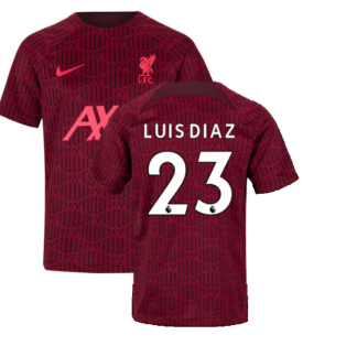 2022-2023 Liverpool Pre-Match Training Shirt (Red) - Kids (LUIS DIAZ 23)