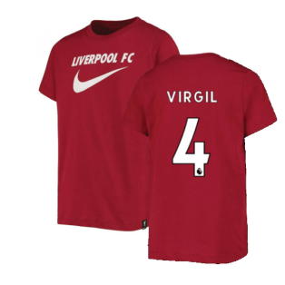 2022-2023 Liverpool Swoosh Tee (Red) - Kids (VIRGIL 4)