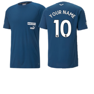 2022-2023 Man City Casuals Tee (Blue) (Your Name)