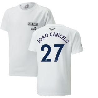 2022-2023 Man City Casuals Tee (White) - Kids (JOAO CANCELO 7)