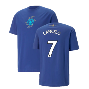2022-2023 Man City Chinese New Year Graphic Tee (Blue) (Cancelo 7)