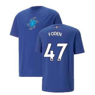2022-2023 Man City Chinese New Year Graphic Tee (Blue) (Foden 47)