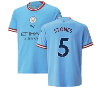 2022-2023 Man City Home Shirt (Kids) (STONES 5)