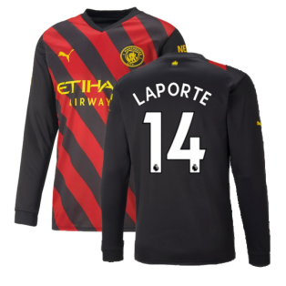 2022-2023 Man City Long Sleeve Away Shirt (LAPORTE 14)