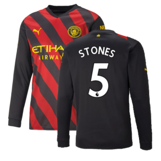 2022-2023 Man City Long Sleeve Away Shirt (STONES 5)