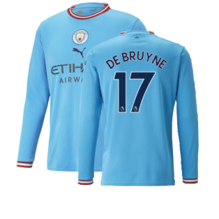 2022-2023 Man City Long Sleeve Home Shirt (DE BRUYNE 17)