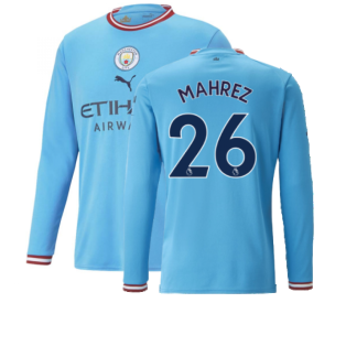 2022-2023 Man City Long Sleeve Home Shirt (MAHREZ 26)