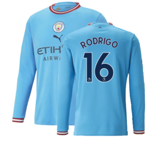2022-2023 Man City Long Sleeve Home Shirt (RODRIGO 16)