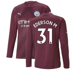 2022-2023 Man City LS Goalkeeper Shirt (Grape Wine) (EDERSON M 31)