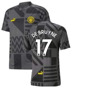 2022-2023 Man City Pre-Match Jersey (Black) (DE BRUYNE 17)