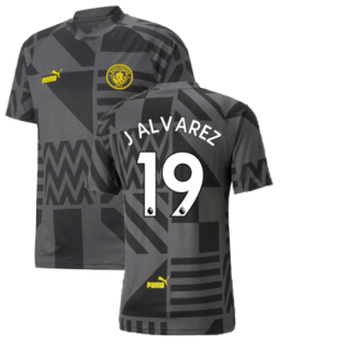 2022-2023 Man City Pre-Match Jersey (Black) (J ALVAREZ 19)
