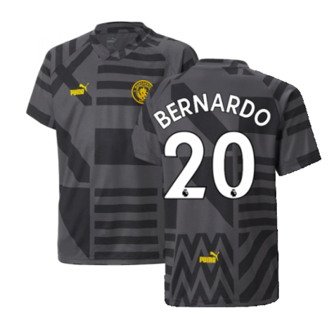 2022-2023 Man City Pre-Match Jersey (Black) - Kids (BERNARDO 20)