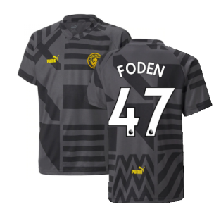 2022-2023 Man City Pre-Match Jersey (Black) - Kids (FODEN 47)
