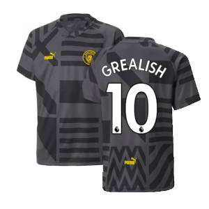 2022-2023 Man City Pre-Match Jersey (Black) - Kids (GREALISH 10)
