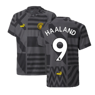 2022-2023 Man City Pre-Match Jersey (Black) - Kids (HAALAND 9)