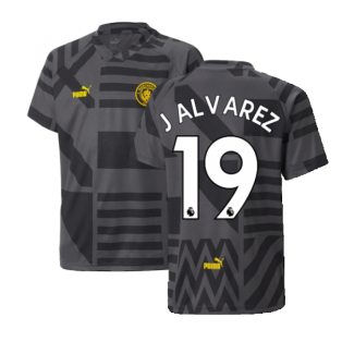 2022-2023 Man City Pre-Match Jersey (Black) - Kids (J ALVAREZ 19)