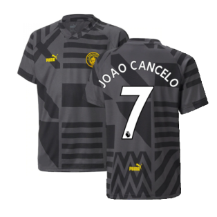2022-2023 Man City Pre-Match Jersey (Black) - Kids (JOAO CANCELO 7)