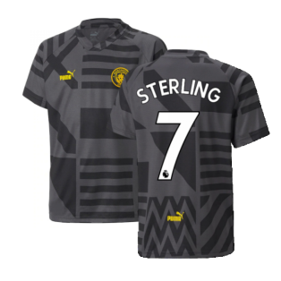 2022-2023 Man City Pre-Match Jersey (Black) - Kids (STERLING 7)