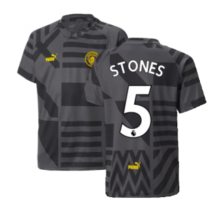 2022-2023 Man City Pre-Match Jersey (Black) - Kids (STONES 5)