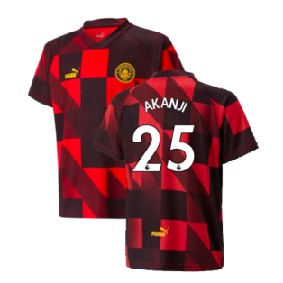 2022-2023 Man City Pre-Match Jersey (Red) - Kids (Akanji 25)