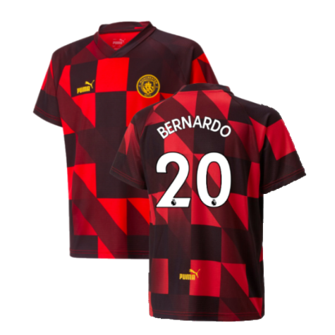 2022-2023 Man City Pre-Match Jersey (Red) - Kids (Bernardo 20)