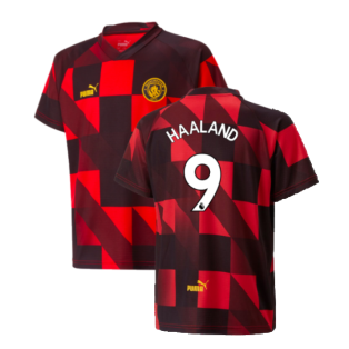 2022-2023 Man City Pre-Match Jersey (Red) - Kids (Haaland 9)