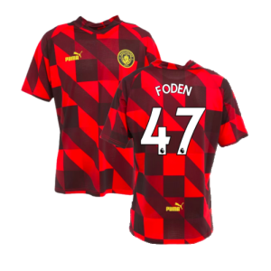 2022-2023 Man City Pre-Match Jersey (Tango Red) (FODEN 47)