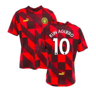 2022-2023 Man City Pre-Match Jersey (Tango Red) (KUN AGUERO 10)