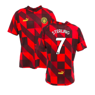2022-2023 Man City Pre-Match Jersey (Tango Red) (STERLING 7)