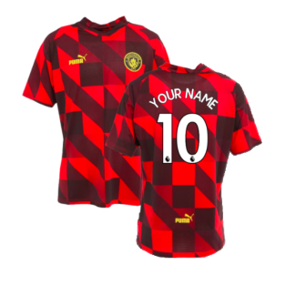 2022-2023 Man City Pre-Match Jersey (Tango Red) (Your Name)