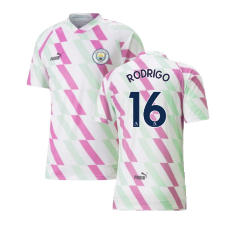 2022-2023 Man City Pre-Match Shirt (White) (RODRIGO 16)