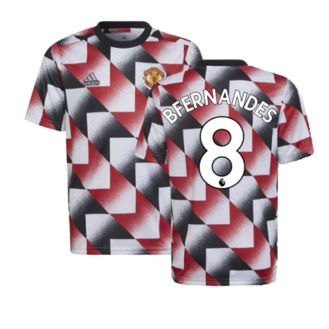 2022-2023 Man Utd Pre-Match Shirt (White) - Kids (B FERNANDES 8)
