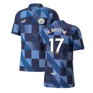 2022-2023 Manchester City Pre-Match Jersey (Blue-Navy) (De Bruyne 17)